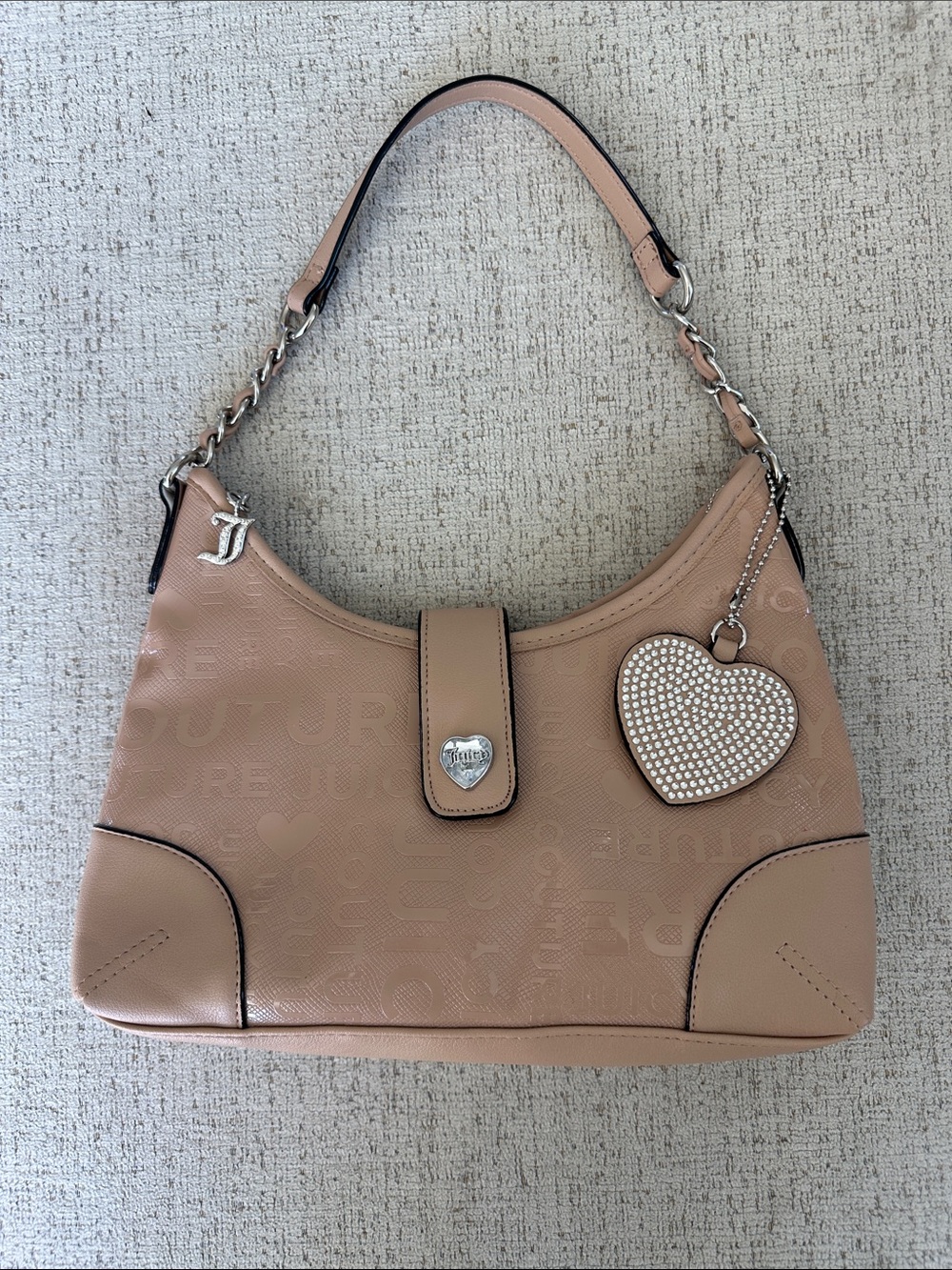 Juicy Couture Blush Pink Shoulder Bag with Heart Charm
